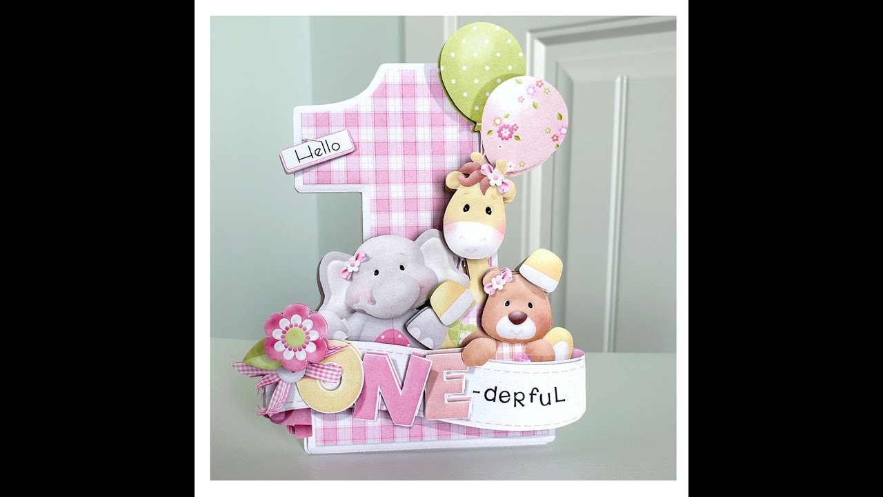 Baby Girl Birthday Cake Topper, Gift Tag, Card Front, Scrapbook Page | Knick Knack - One-derful Girl