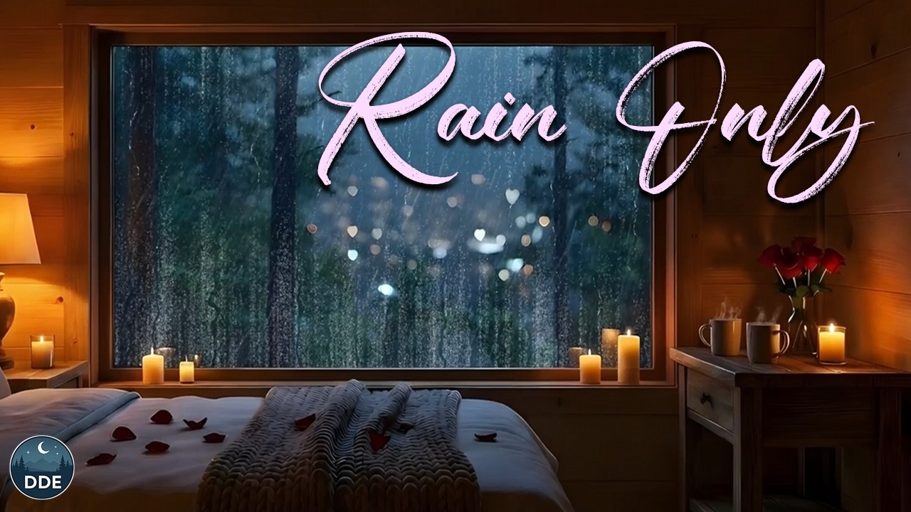 RAIN ONLY (NO THUNDER / NO MUSIC) 🌧️ Rain Sounds on Window | Cozy Candlelight Room (3H)