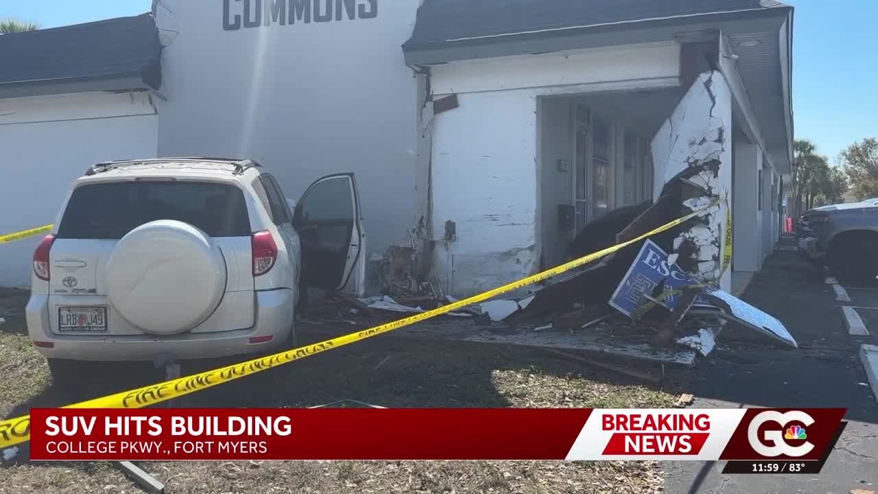 SUV crashes into building at Kenwood Commons plaza after collision in Villas