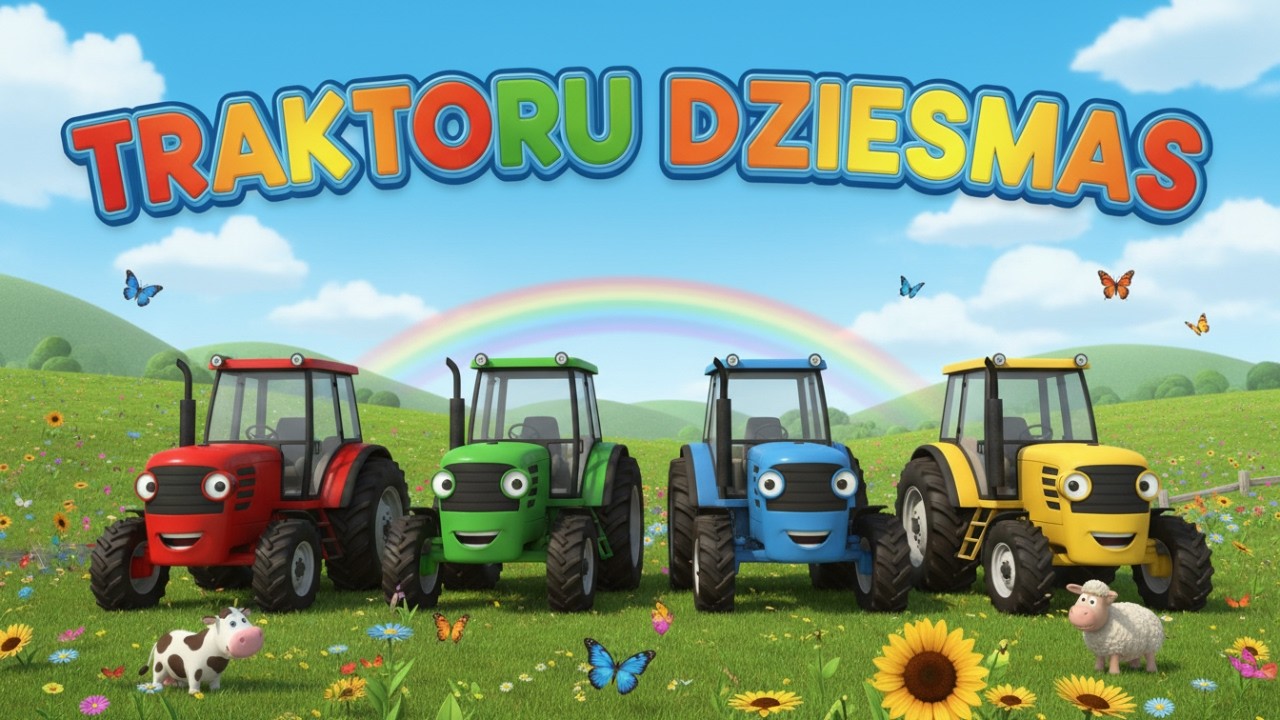 TRAKTORIŅI | 3 TRAKTORU DZIESMAS AR ANIMĀCIJAS FILMU LATVISKI BĒRNIEM