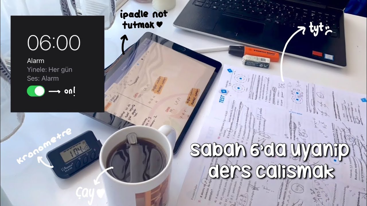 sabah 6’da uyanıp ders çalışalım 🐬 || yks çalışma günlüğüm:08 