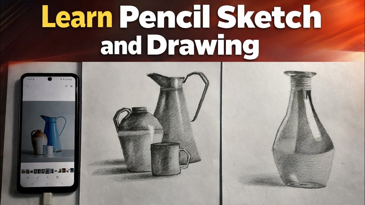 Learn pencil drawing, pencil sketch .