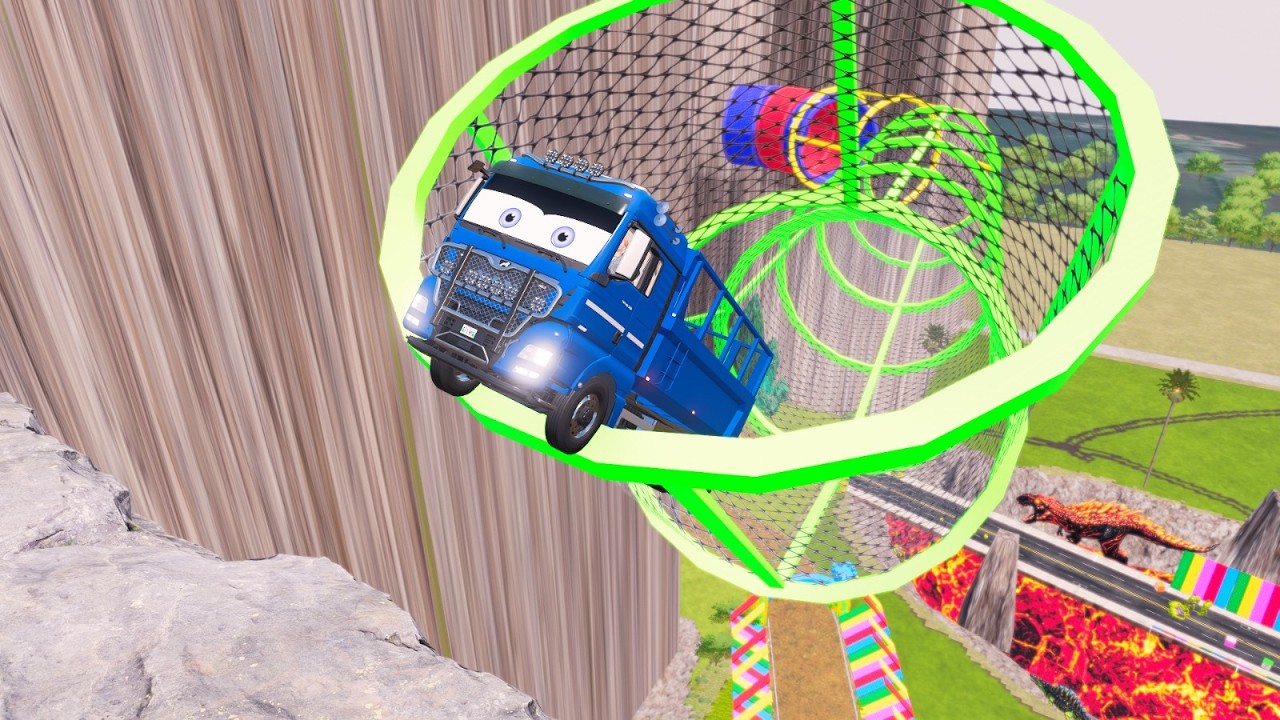 FS22 Extreme Cliff Challenge–Police Jeep Rubicon Pickups vs Impossible Color Bridge-Win or Fail! #25