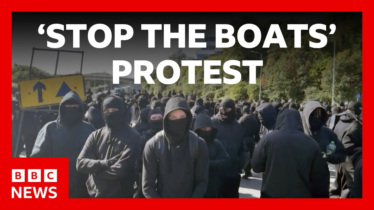 Port of Dover disruption as masked 'stop the boats' protesters block roads | BBC News