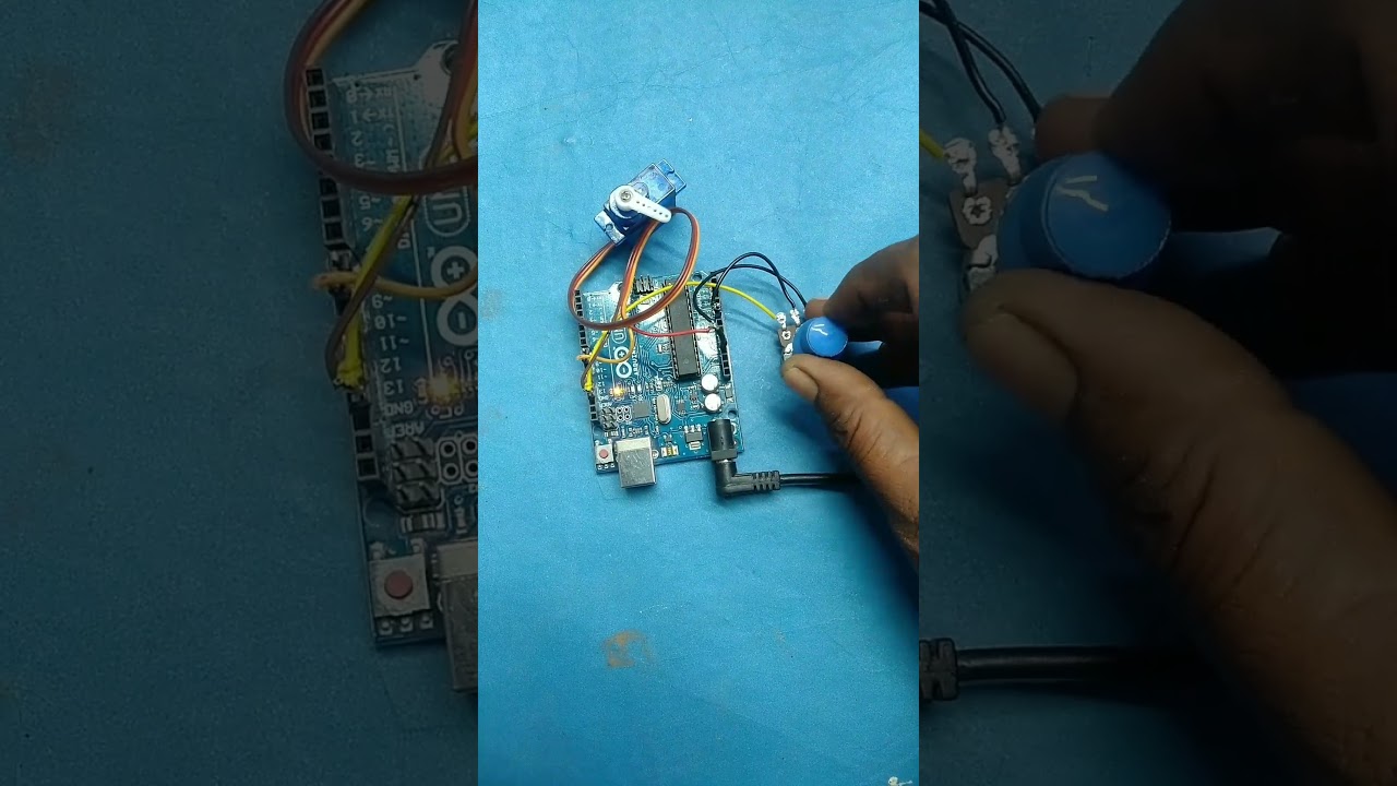 Arduino Uno, servo motor and potentiometer #arduino #electronic #circuit #servo #motor #control