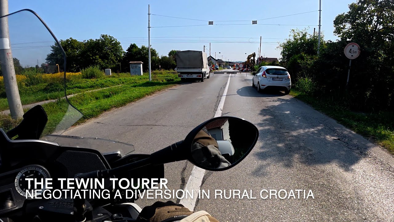 Negotiating a diversion in rural Croatia on the BMW R1200RT - European Motorcycle Tour 2025.