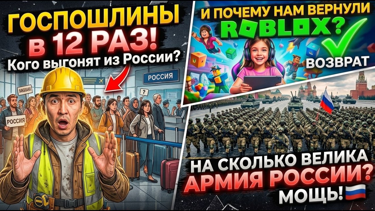 ГОСПОШЛИНЫ в 12 РАЗ! Кого выгонят из России?Почему вернули Roblox? Какова численность Русской армии?