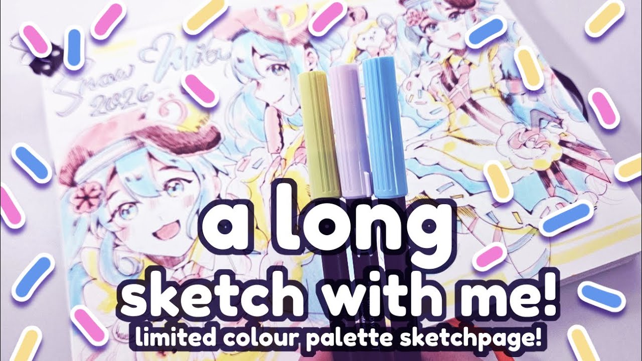 A long Sketch With Me! | Doodling with Limited Colours!🩷🩵💛