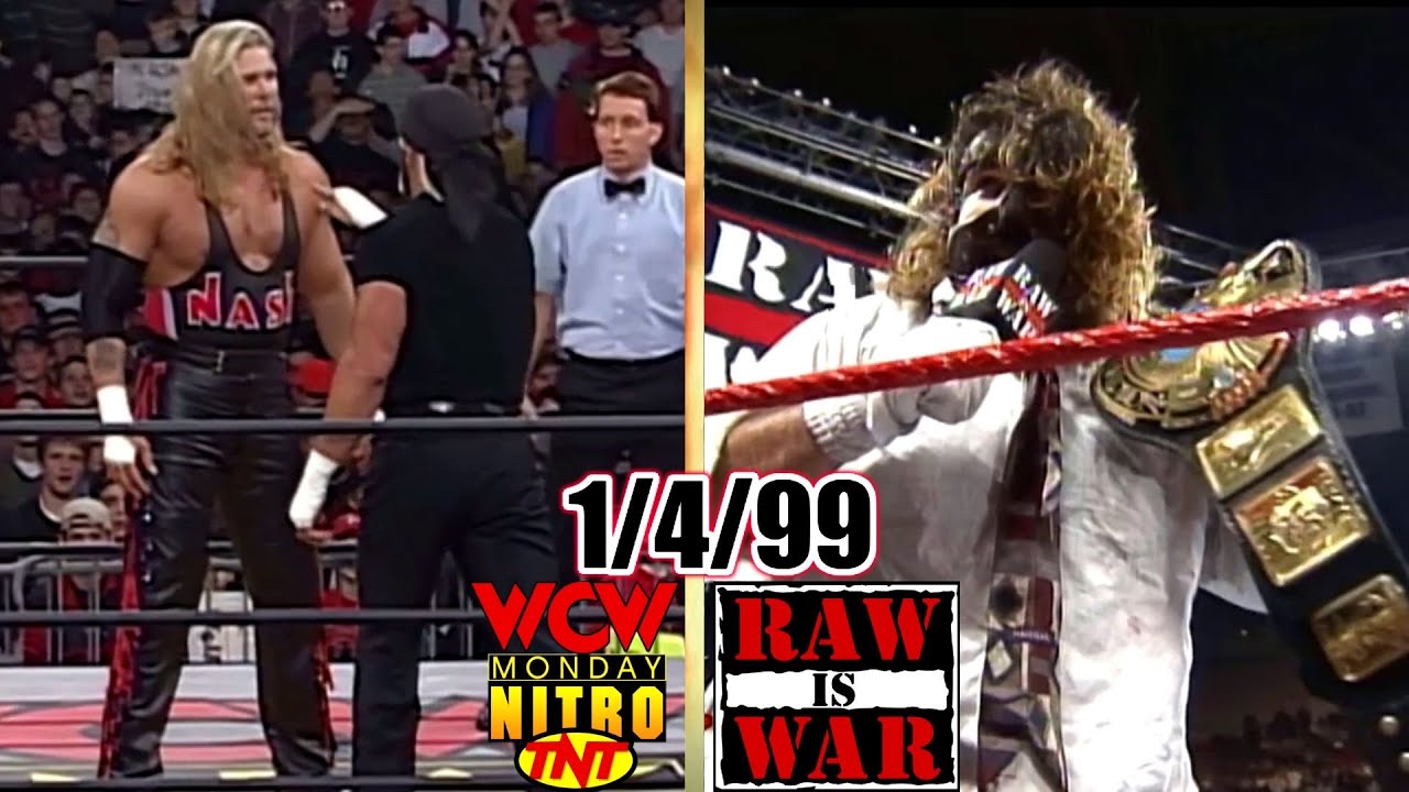 WWF RAW vs. WCW Nitro - January 4, 1999 Full Breakdown - Fingerpoke Of Doom - Foley Wins WWF Title