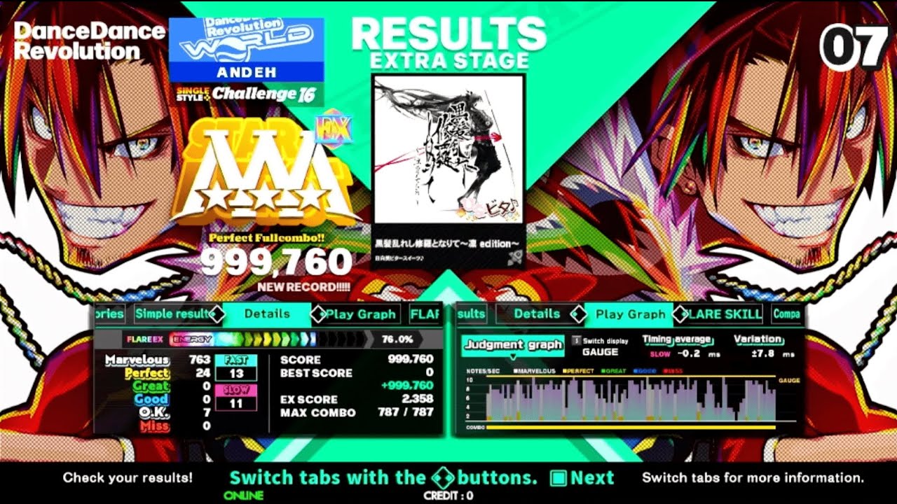 [DDR WORLD] Kurokami Rin edition (CSP-16) 999,760 PFC