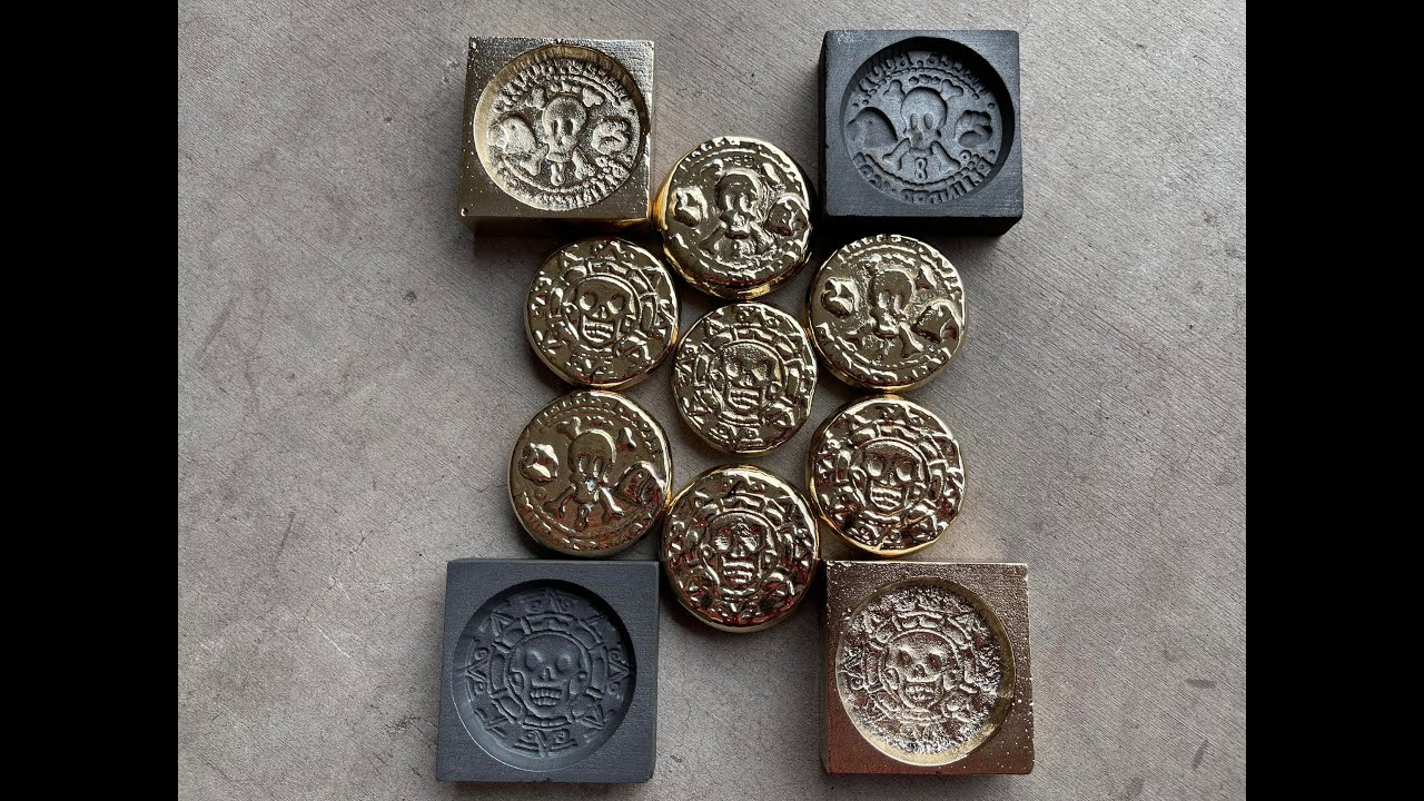 Sand Casting Graphite Molds from ArtByAdrock in Aluminum Bronze - Monkey Island & Pirate Coin Molds