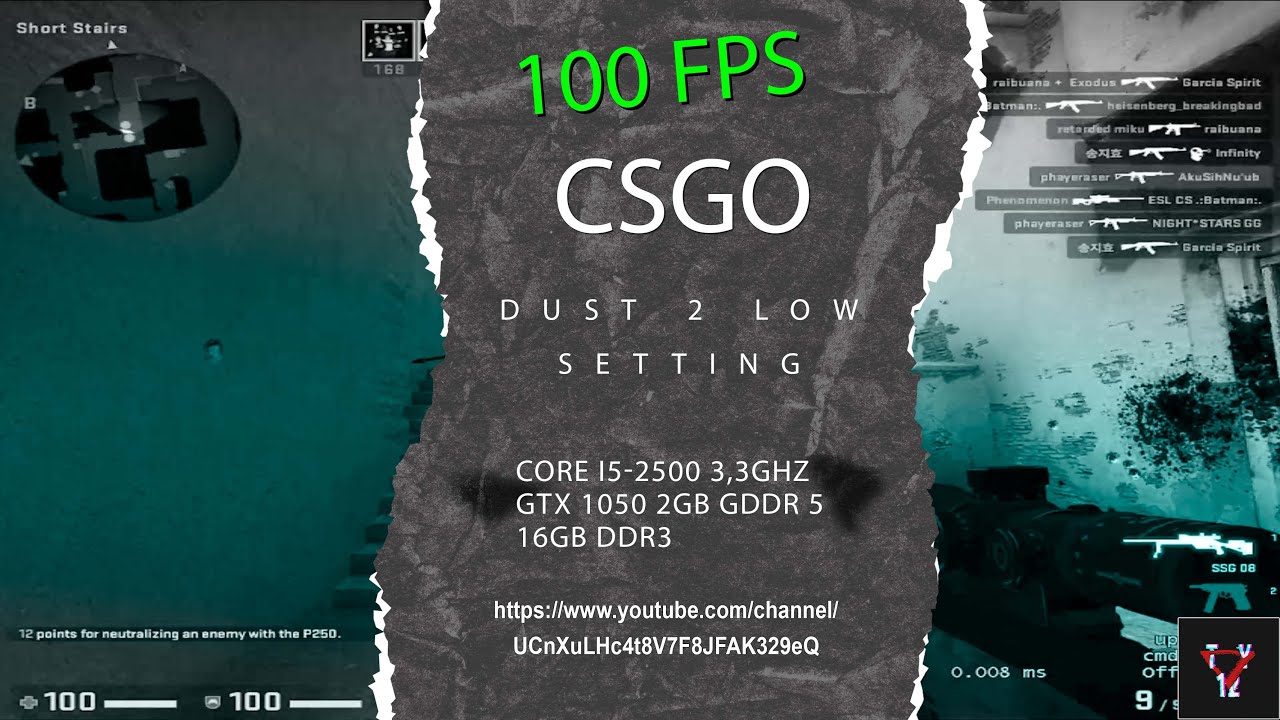 CORE I5 2500 GTX 1050 2GB | CSGO DUST 2 DEATHMATCH COMPETITIVE SETTING