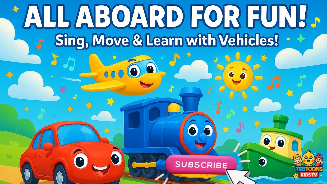 All Aboard for Fun | Singalong Song for Toddlers | Cars,Trains, Planes & Boats Rhyme! #kidssongs