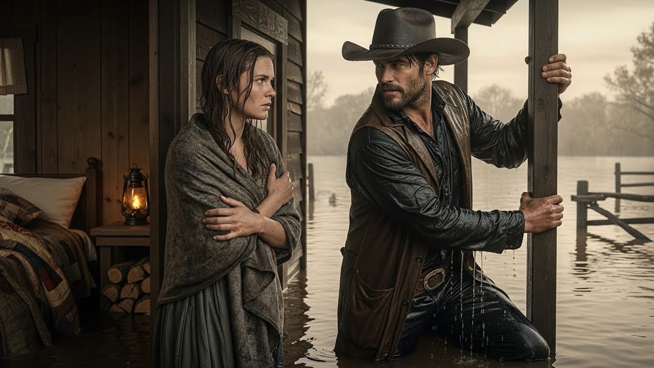 The Creek Flooded And Trapped Her In The Cabin, The Cowboy Swam Through To Get Her Out