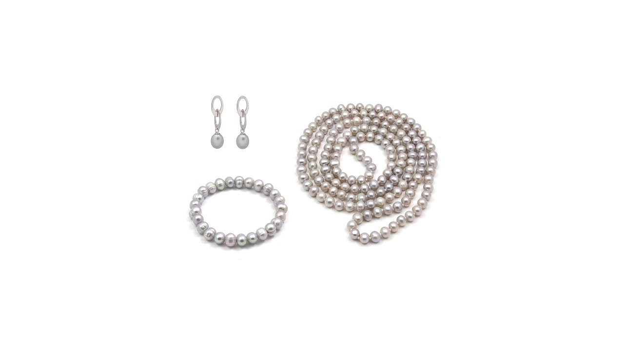 Set Valero Pearls Silver Lady (cercei, colier, brățară) @ SimplyChic.ro