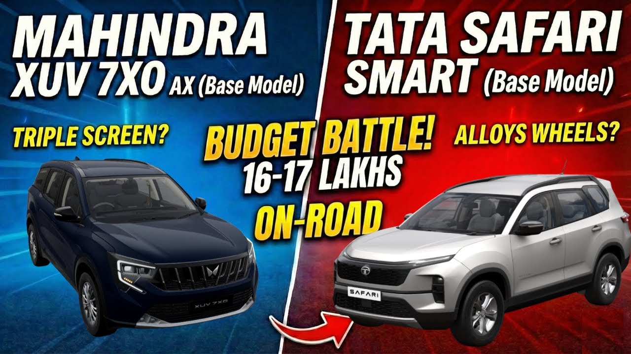 Mahindra XUV 7XO AX vs Tata Safari Smart | Base Models | Telugu | Ultimate Comparison 2026!
