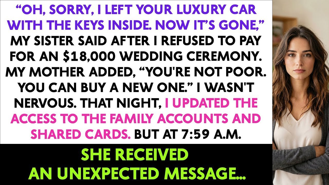 “Oh, Sorry, I Left Your Luxury Car With The Keys Inside. Now It’s Gone,” My Sister Said After I...