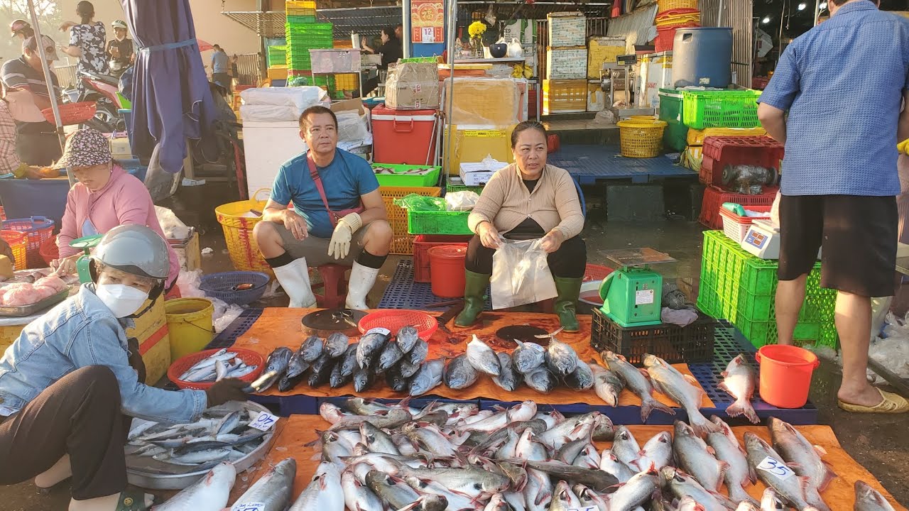 Chợ đầu mối bình điền sáng chủ nhật đông nghẹt cá rô 25k cá vồ đém 35k cá linh 30k tôm càng 80k 