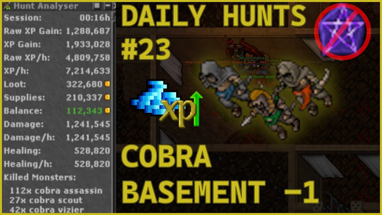 Tibia | Monk 502 | Cobra Basement | Daily Hunt #23