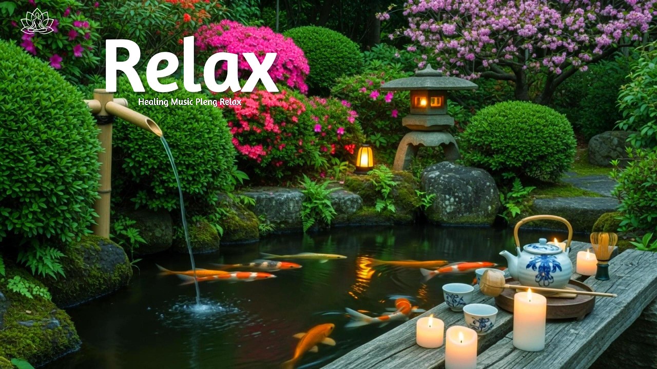 Healing Mind 🌿 Piano & Water Sounds | Japanese Garden Peace, Anxiety Relief Your Mind