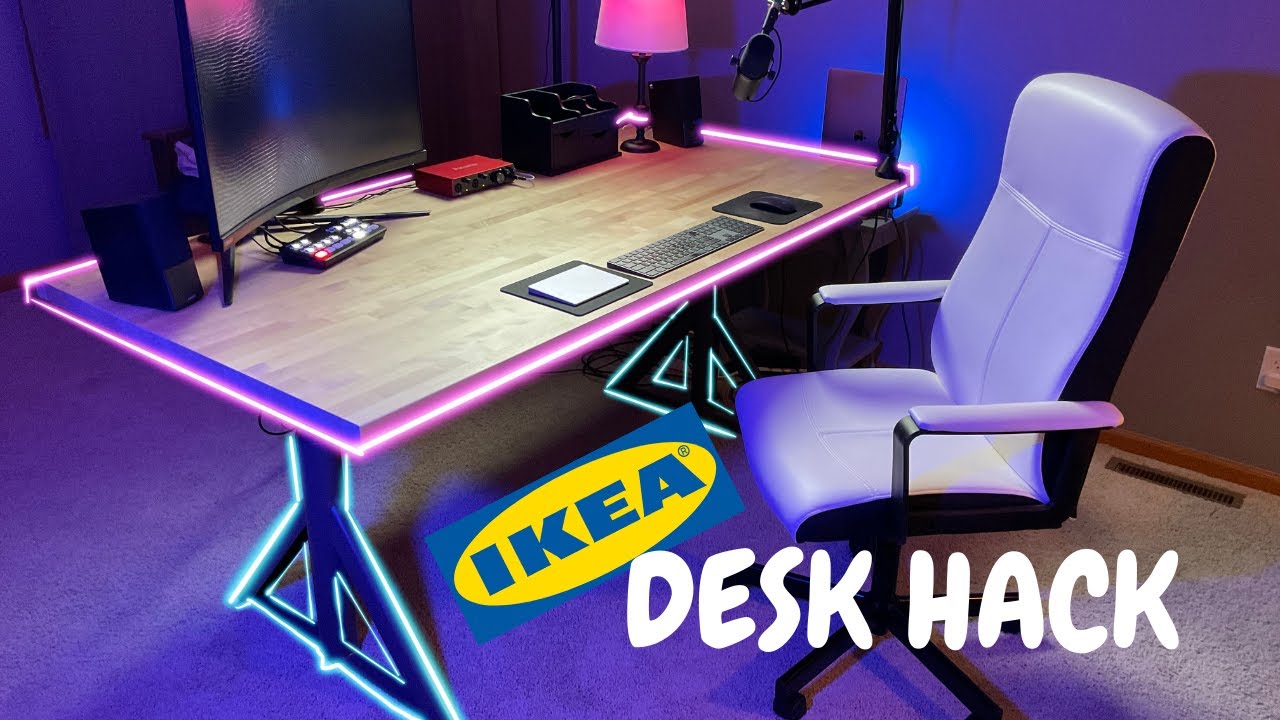 Стол IKEA IDÅSEN с регулируемой высотой и столешницей из массива дерева, изготовленной на заказ.