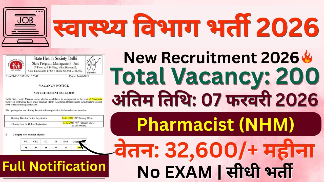 DSHM Pharmacist Recruitment 2026 | Apply Online for 200 Posts