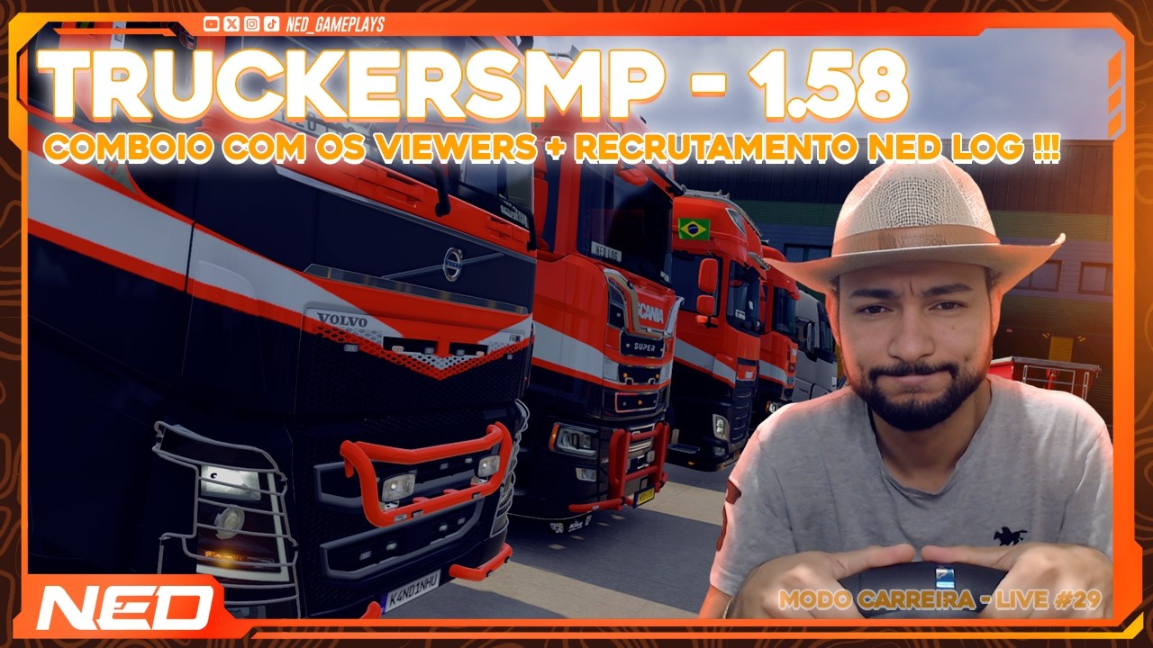 ETS2 AO VIVO: TRUCKERSMP 1.58 - COMBOIO COM OS VIEWERS + RECRUTANDO PARA NED LOG !! QUINTOU BEBE!!!