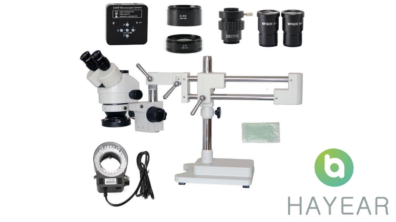 Hayear Trinocular Stereo Microscope + 34MP Camera Microscope For Industrial PCB Repair