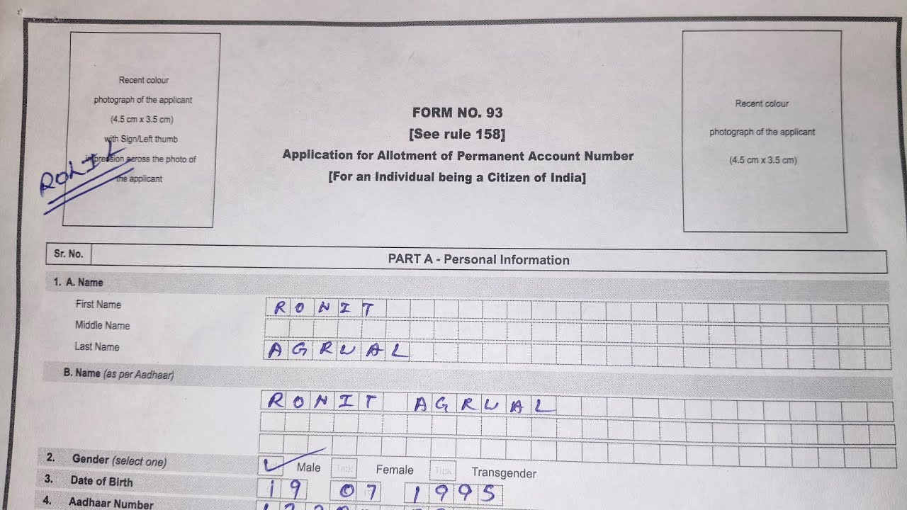 How to Fill Pan Card Form 49A 2026 | Pan Card Form Filling