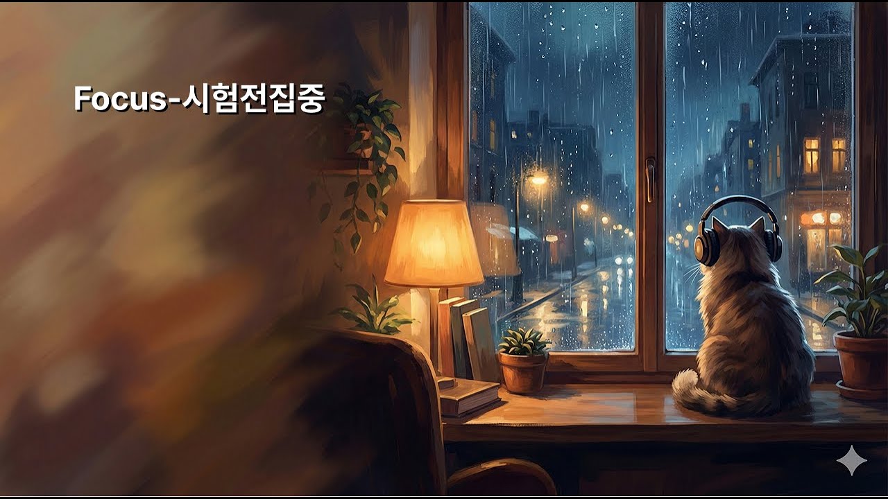 시험 전 집중에 어울리는 비내리는 창가 피아노 (Deep Focus Piano) | Night Window Cat Vol.04 remastered