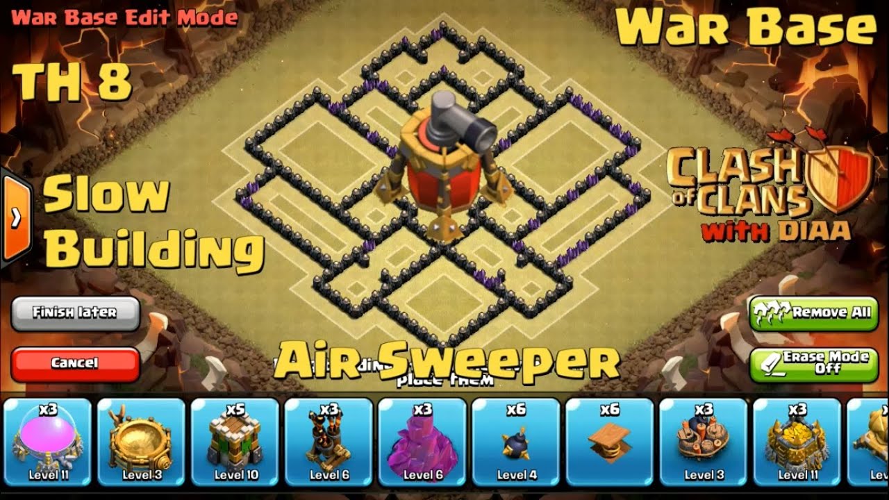 COC l The Miracle TH8 Clan War Base With Air Sweeper - Anti 3 Stars (Dragons,Hogs,Gowipe)