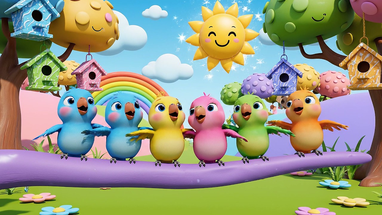 Cinco Pequeños Loros Chirp Chirp Chirp | Canción de Aves y Colores para Niños