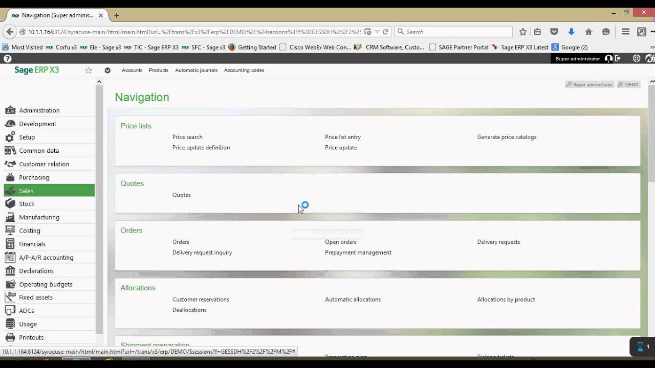 Sales Deliveries in Sage x3