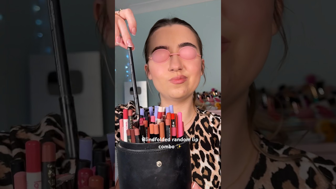 Blindfolded random lip combo 💖#makeup #lipcombo #makeupchallenge