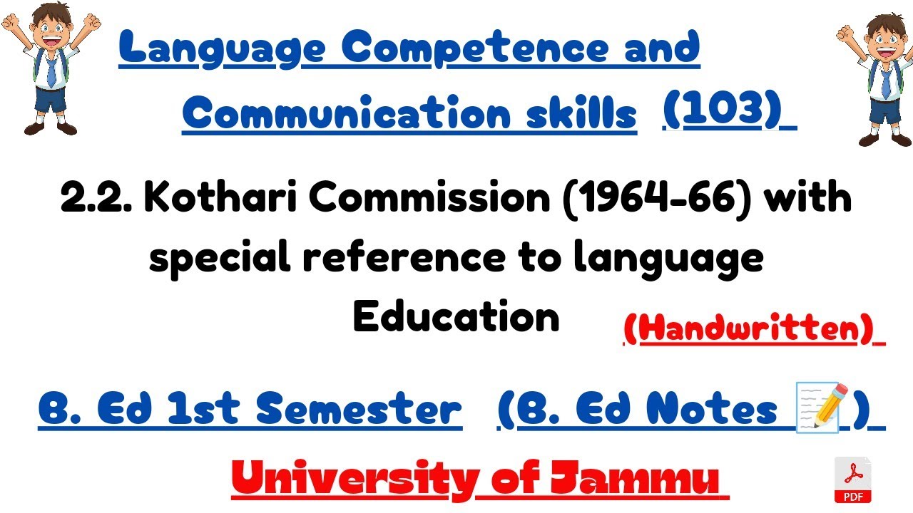 Kothari Commission (1964-66) with special reference language Education | B.Ed Jammu University