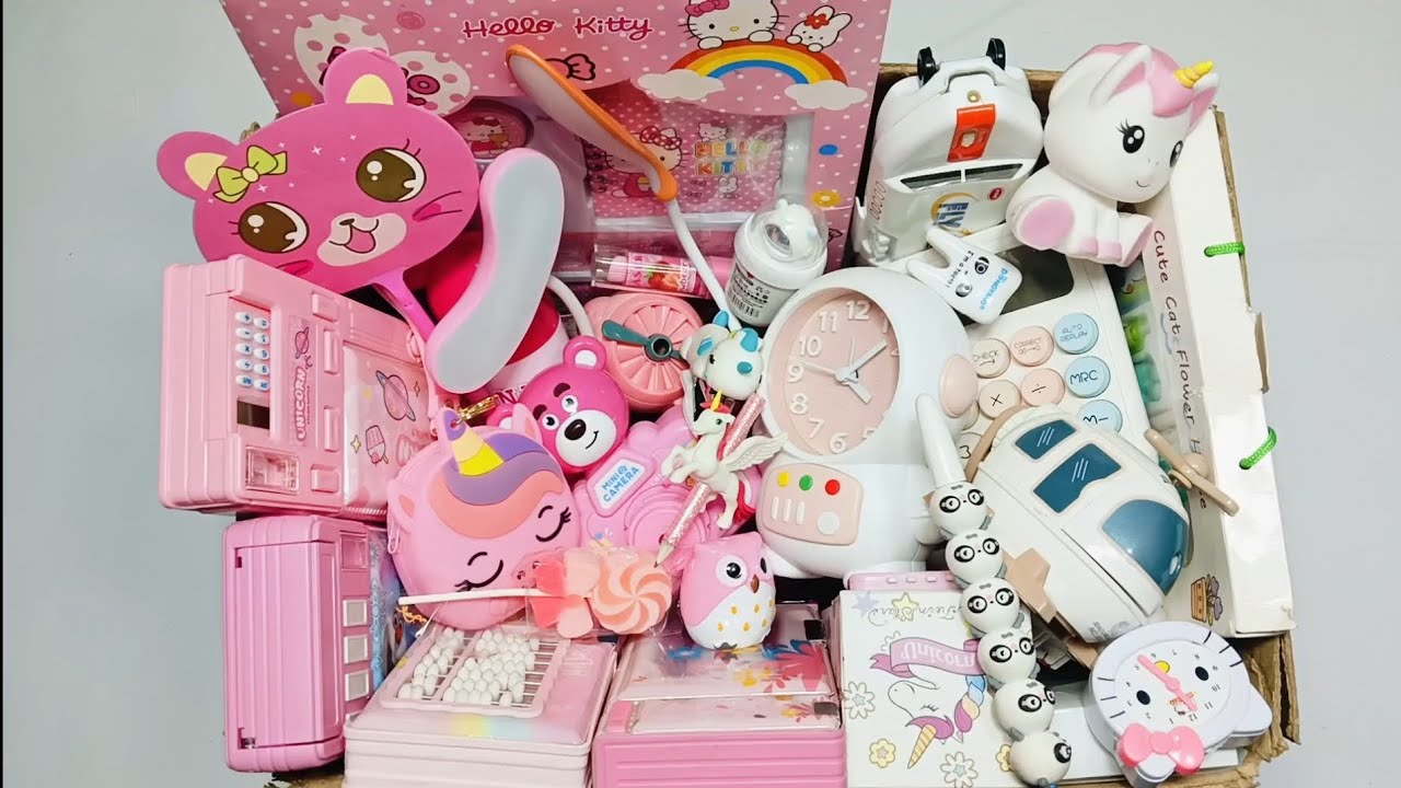 Fantastic pink vs white colour stationery collection, hello kitty stationery, unicorn 🦄 stationery