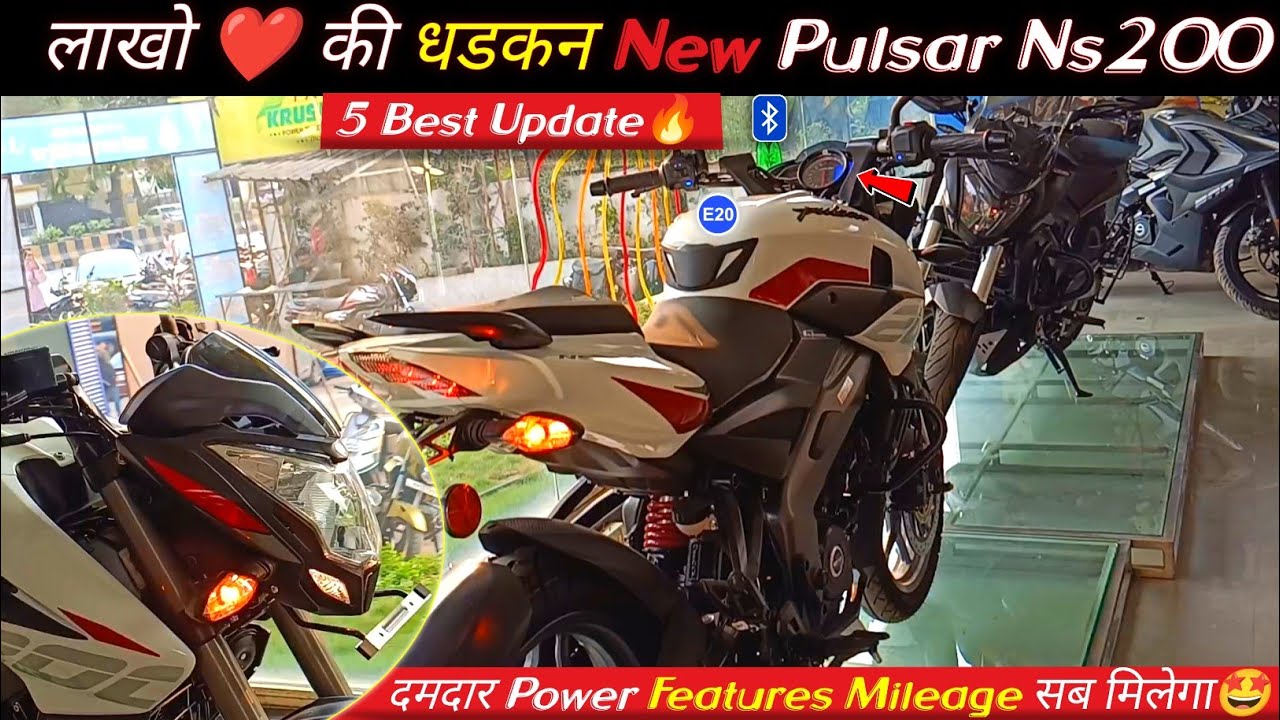 🥳New 2024 Bajaj Pulsar Ns200 E20 OBD-2 Model White Colour Review🔥| New Features Price Mileage..??