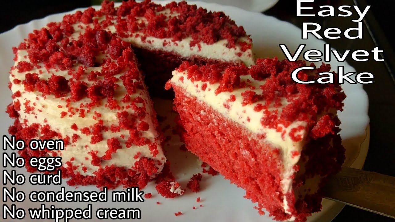 Red Velvet Cake Recipe | Eggless | No oven | Easy Cake with Butter Cream Frosting | Spongy and Moist