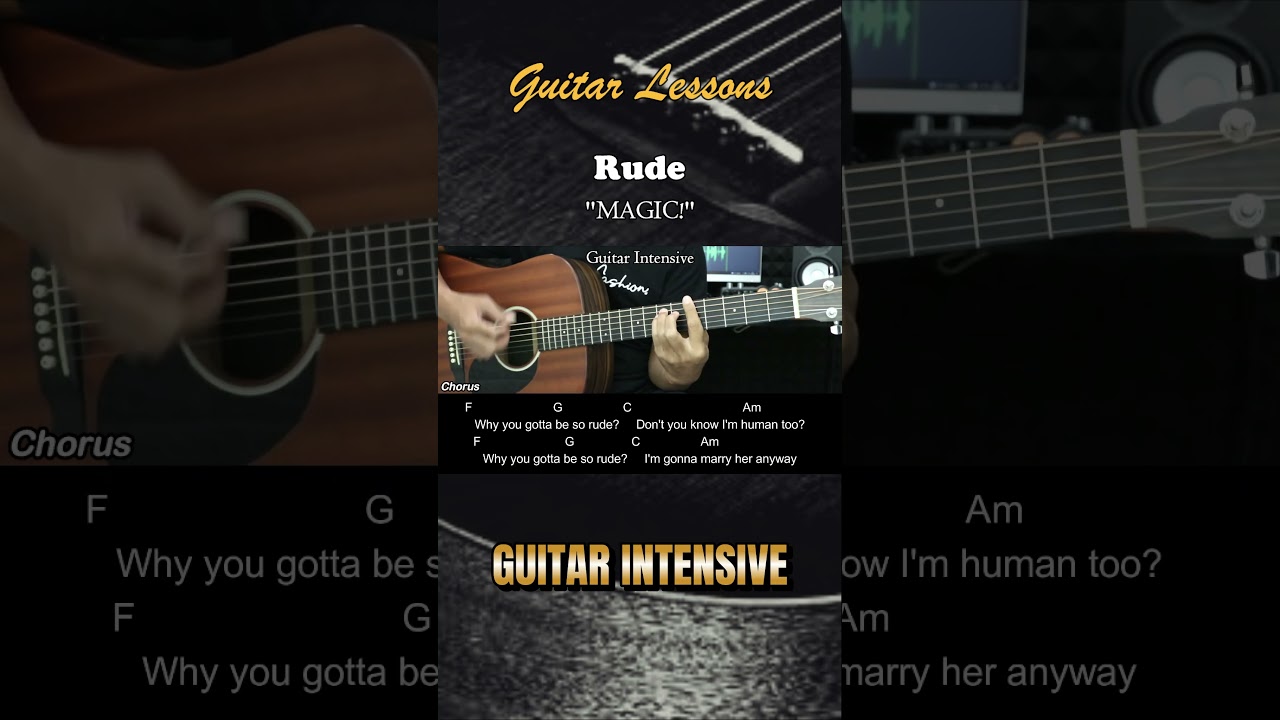 Rude - MAGIC! | EASY Guitar Tutorial with Chords / Lyrics - Guitar Lessons 
