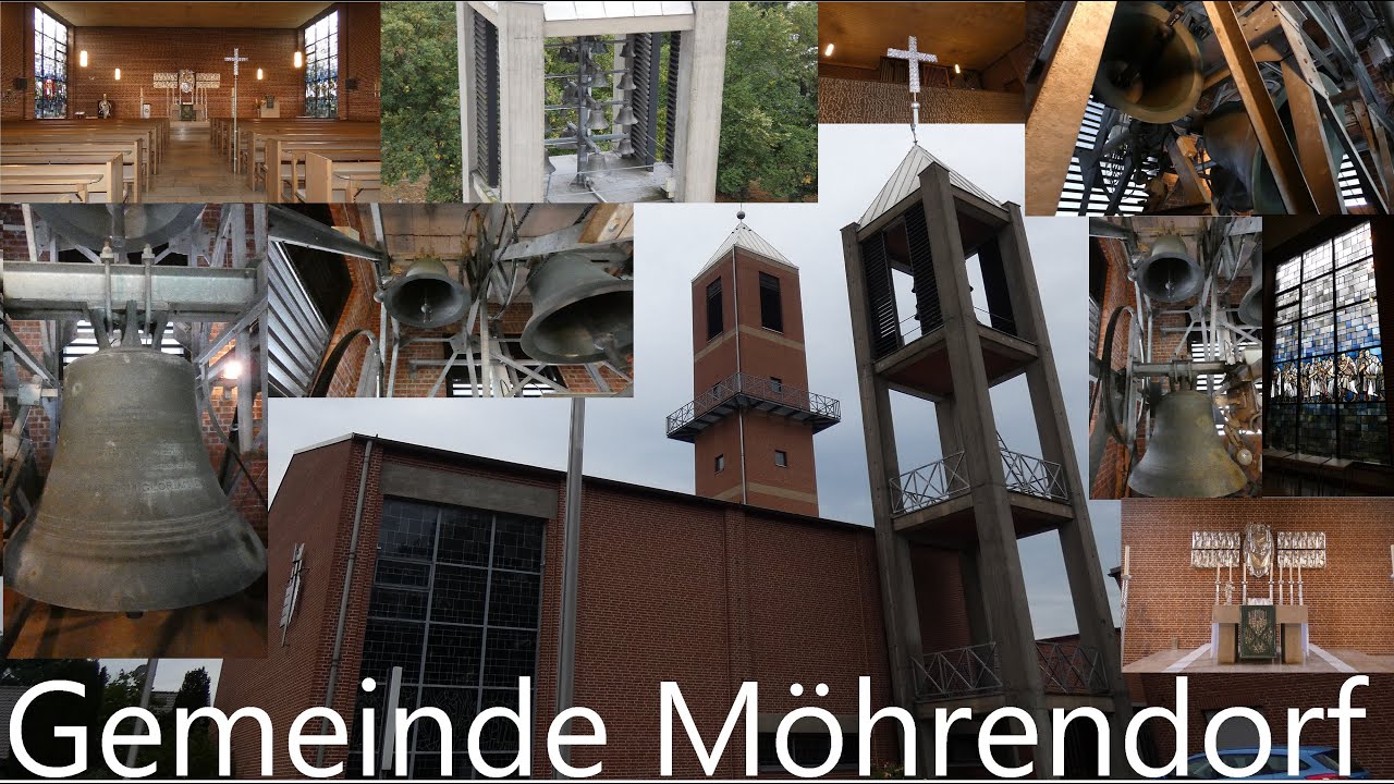 Möhrendorf (ERH) Die sechs Glocken und das Glockenspiel der evang. Laurentiuskirche (Turmaufnahme)