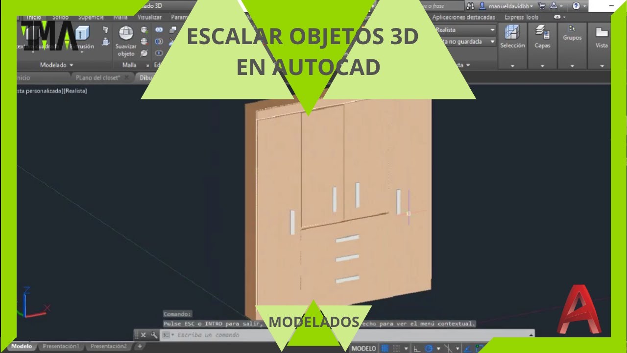 AutoCAD 3D -20- Escalar objetos o modelos 3D en AutoCAD