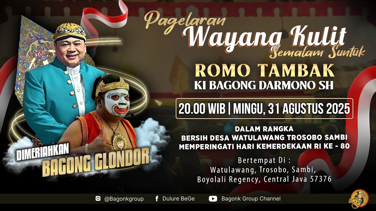 LIVE Wayang Ki Bagong Darmono Bersama Bagong Glondor Dkk. Lakon Romo Tambak di Watulawang Trosobo
