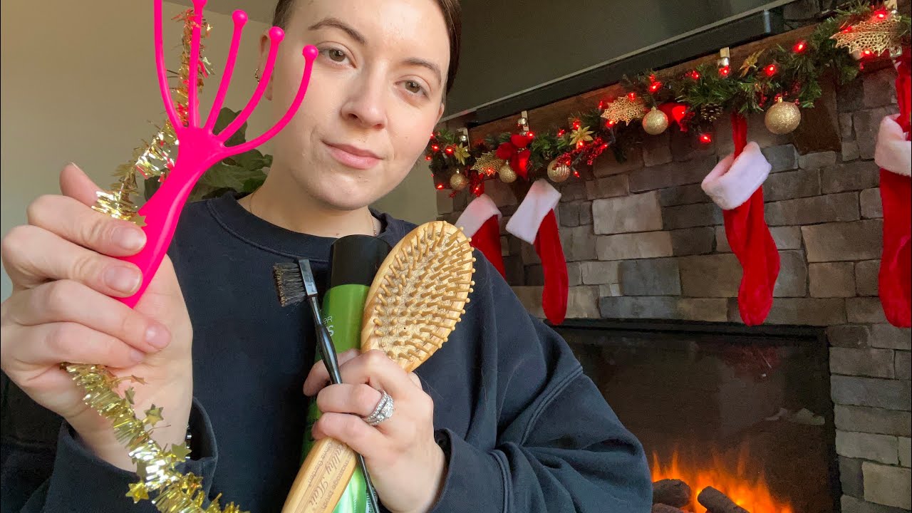 ASMR Doing Your Hair for the Christmas Party (real hair sounds)