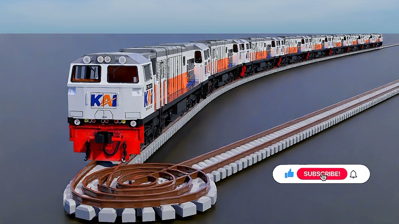 A Train Goes Around the Track and Back.