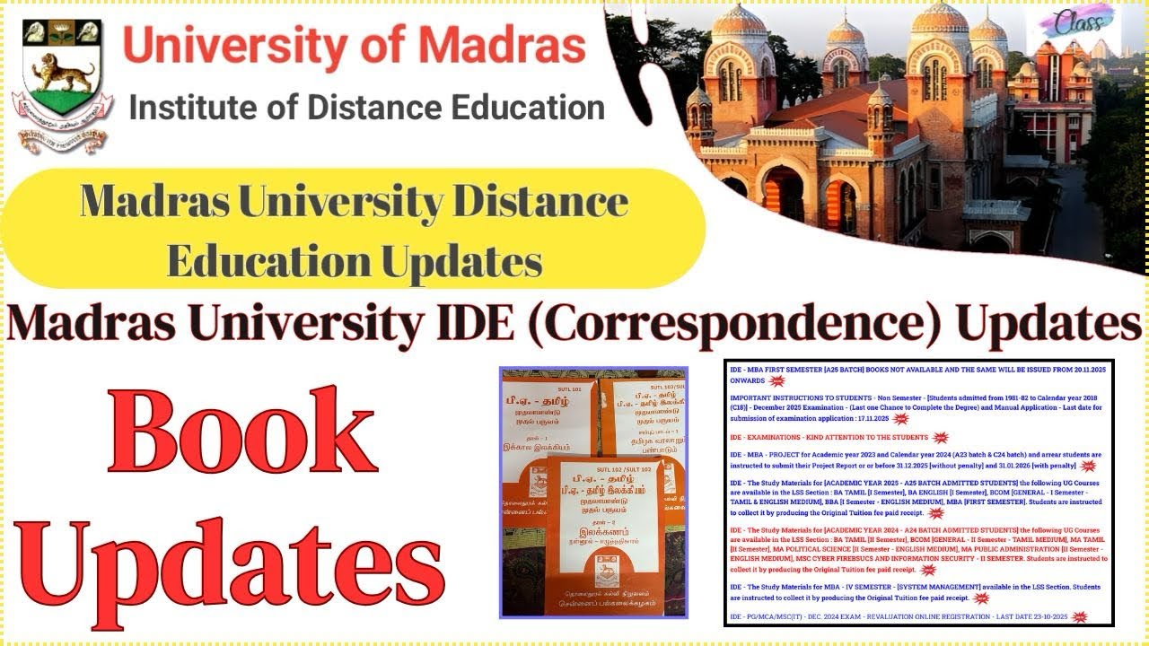 Book Updates | Latest Stock Updates | Madras University IDE Books | Classlike