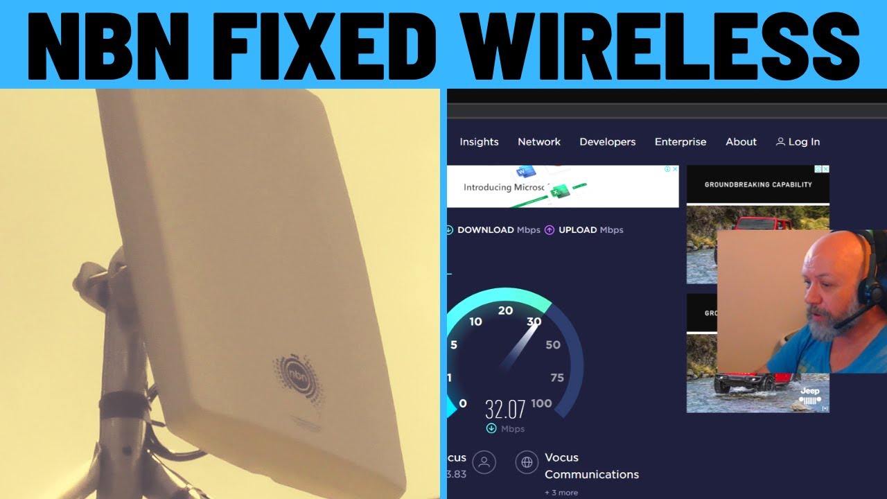 Сравнение фиксированной беспроводной антенны NBN + теста скорости с ADSL