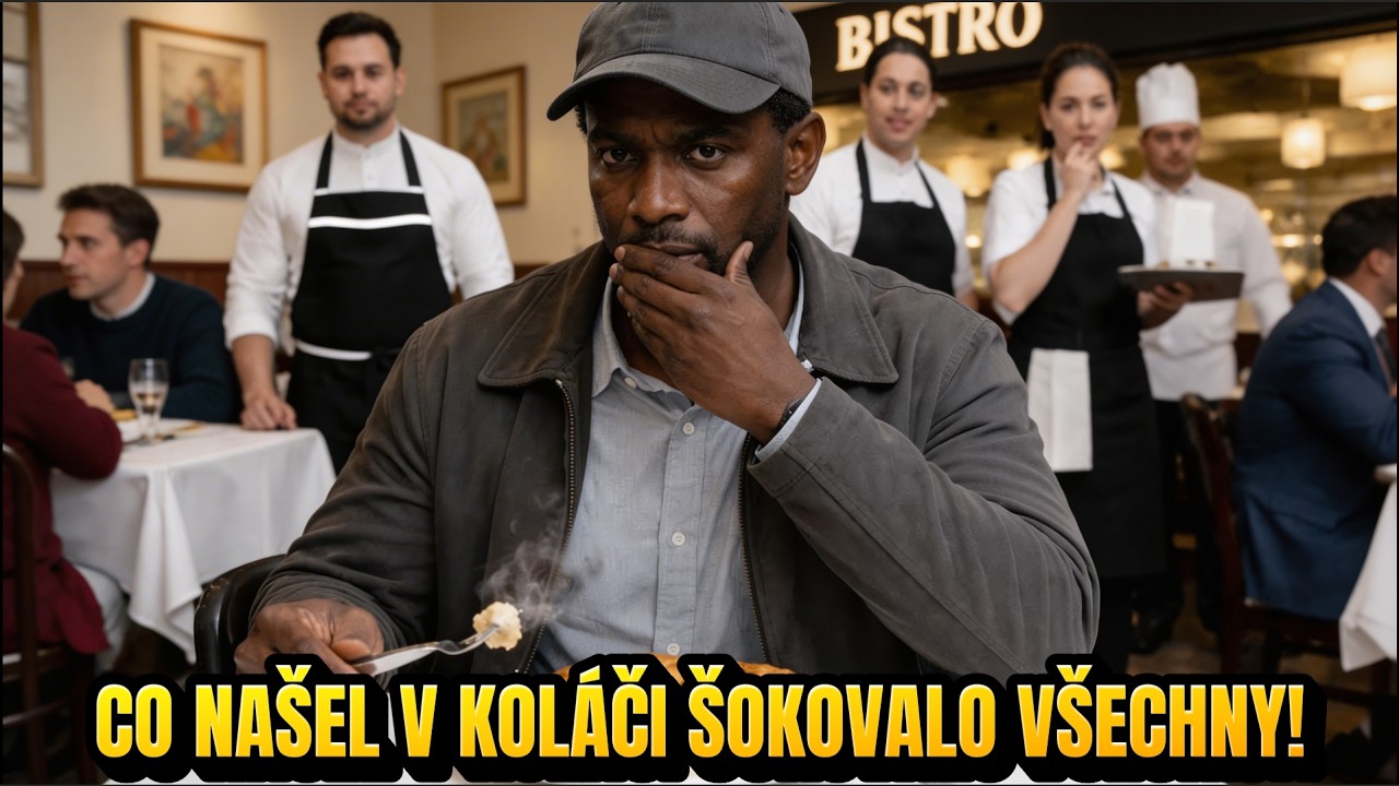 Černošský majitel v utajení si vezme jedno sousto koláče — vytáhne z něj něco a na místě vyhodí mana