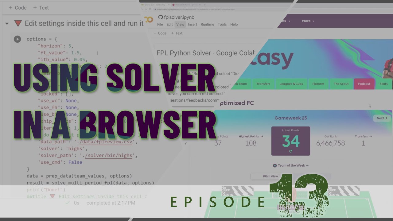 Using Solver in a Browser (FPL Optimization with Python #13)