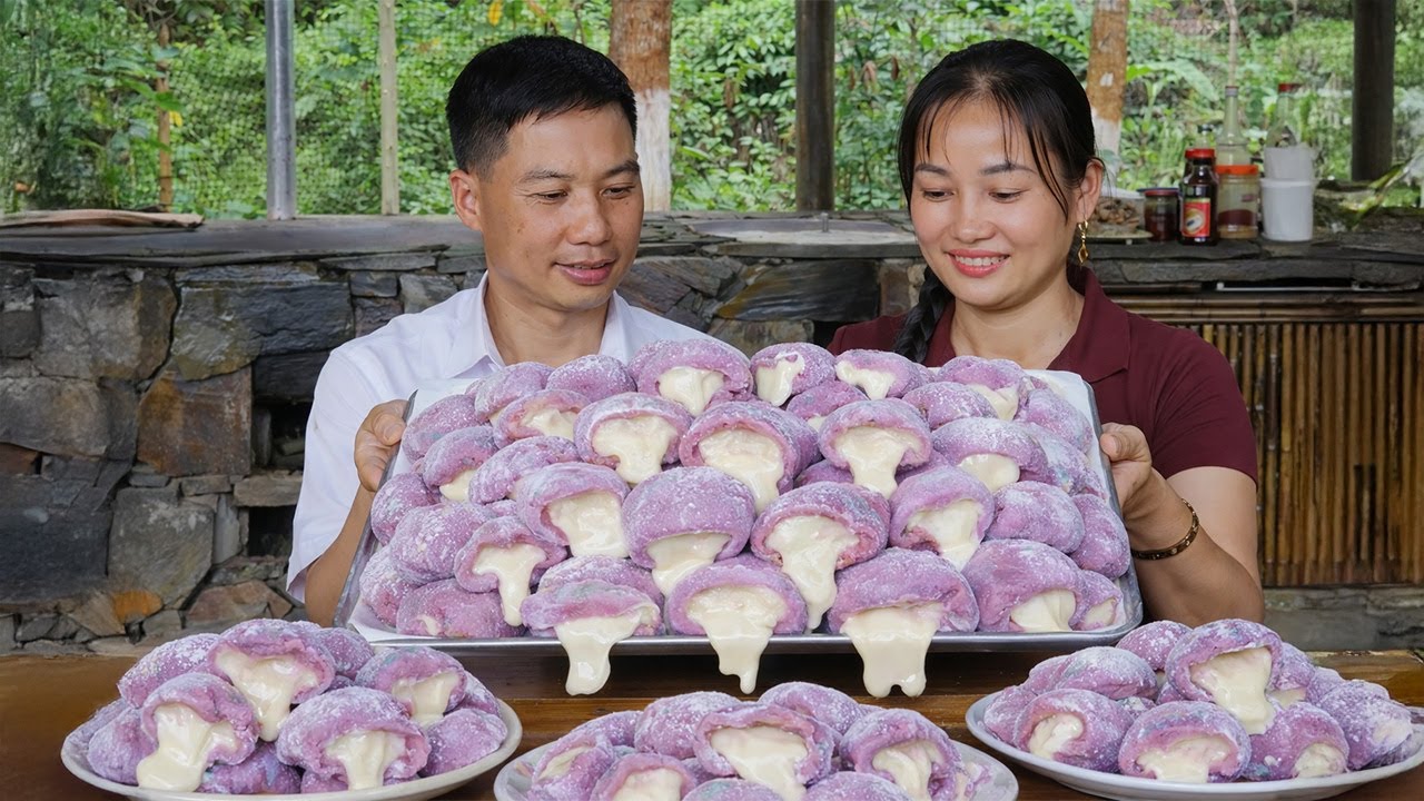 How to make mochi ice cream from wild taro - harvesting taro | Ly Phuc An