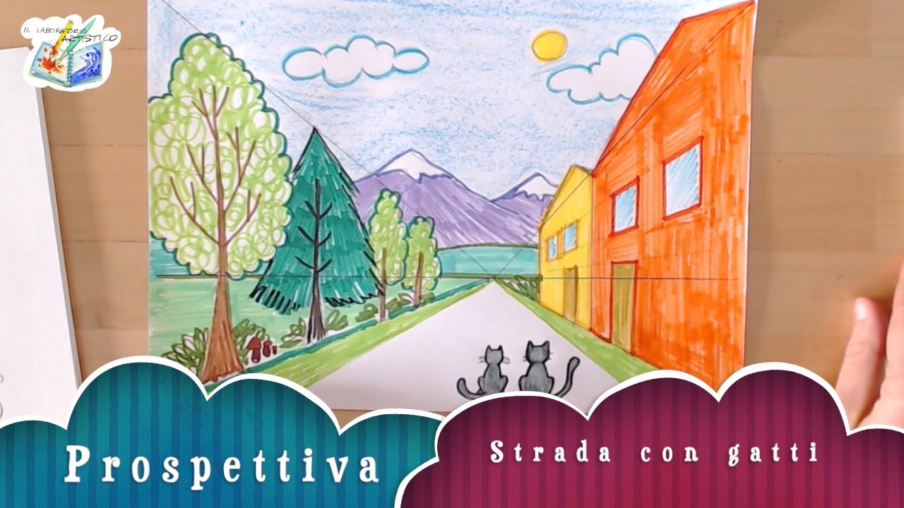 Tutorial: lezione facile di prospettiva per bambini. Arte immagine scuola primaria
